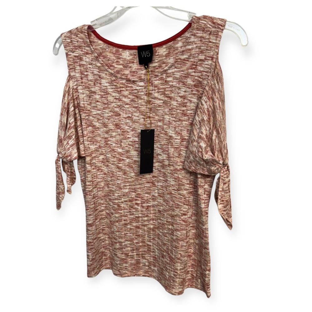 Anthropologie: W5 Red and Cream Patterned Blouse Size M